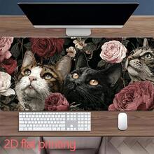 1pc Large Gaming Mouse Pad & Desk Mat - Vintage Cat & Rose Design, Non-Slip Rubber Base, Stitched Edges, Soft Durable Surface For Home Office & Gaming Setup, Multiple Sizes Available, Washable Polyester, Workspace Stability, Mouse Pads For Desk, Dog/Bulldog Print Computer Mouse Pad/Mat, English Setter, Scottish Terrier Mouse, Maltese Mouse Pad, Gaming Desk Mat Cat, Springer Spaniel Mat, Dachshund Gaming Mat, Chocolate Poodle, Gaming Accessory, Office Desk Accessory - 70x30公分(27.5x11.8吋) - 查看 11