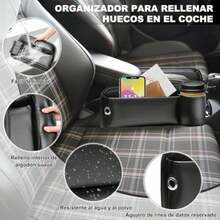 Bolsa Espacio para Vasos Cuero para Coche, Seat Gap Storage Box, Multifuncional, Bolígrafos y Evitar Que se Caigan Objetos Pequeños, Car Leather Cup Holder Gap Bag (Copiloto)(default) - Multicolor - Ver 6
