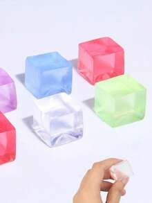 1pc Adult Stress Relief Squeeze Toy - Ice Cube Shaped Sensory Squeeze Ball, Adult Stress Relief Squeeze Toy, Squeeze Cube Stress Relief Toy, Compact, Party Favor - Multicolor - View 4