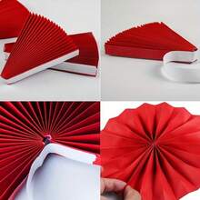 12 Bright Red Paper Fans, Suitable For Spring Festival And Party Decoration, Adding Festive Atmosphere To Any Home Or Restaurant. - Multicolor - View 2