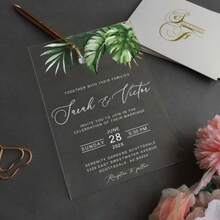 Customized Acrylic Wedding Invitation Cards With Envelopes - Customizable Names, Dates, Locations - Elegant Floral & Greenery Design - Durable Acrylic Party Invitations Suitable For Weddings, Engagements, Birthdays, Anniversaries - Formal And Casual Events - Easy To Clean And Reuse, Wedding Favors, Event Invitations, Handwritten Style, High-Quality Printing, Event Planning, Engagement Celebrations, Premium Finishing, Event Organizers - Multicolor - View 7