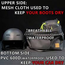 MiOBEAR Breathable Ski Boot Bag With Mesh Panel, Foldable Design, Drawstring Closure, Crossbody & Hand Carry Options, Lightweight & Compact - Black - View 2