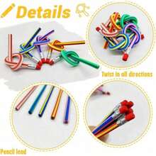 20 piezas de lápices flexibles y divertidos, lápices flexibles de colores rayados con borradores, regalos y decoraciones para fiestas (solo para uso de adultos) - Multicolor - Ver 6