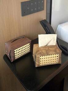 2 件装藤编纸巾盒套，长方形，手工编织，带磁铁，适用于台面、床头柜、办公室，打造时尚现代农舍风格装饰。天然耐用编织，质朴而精致的纹理，轻巧设计，易于保养，防滑底座，无缝设计，适用于客厅、卧室、厨房和工作空间收纳整理。精湛工艺，多功能家居装饰升级之选。 - 彩色 - 查看 5
