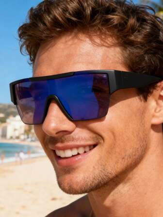 1 pièce Lunettes de mode à grand cadre coloré, convenant pour un usage quotidien casual, les vacances, la pêche, les sports de plein air, la photographie de rue, et un choix de cadeau parfait