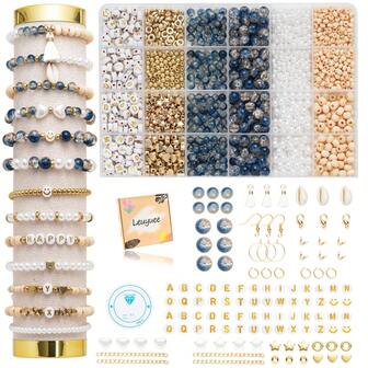 6mm/8mm Crackle Glass Beads Bracelet Making Kit Crystal Glass Beads Jewelry Making Kit, Friendship Bracelet Kit For DIY Crafts Gifts