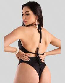 Kit 2 Biquini Feminino Animal Print Biquíni Hot Pants Biquíni Argola Amarrar Biquine Bikini Moda Praia - Preto e Onca - Visão 7