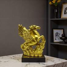 1pc Resin Three Horses Statue Decor, Feng Shui Wealth Figurine For Home, Entryway, Wine Cabinet, Office Desk