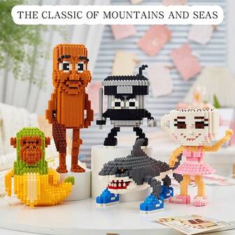 1pc Shanhaijing Wooden Figurine, Shark, Coffee Girl, Exotic Animal Assemble DIY Building Blocks, Christmas, Thanksgiving Gift For Friends, Classmates, Elders