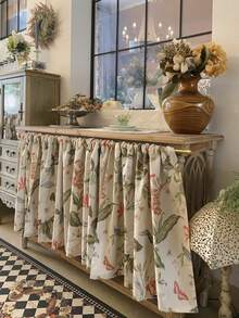 1件复古花卉植物印花半透明窗帘，适合小窗户，营造温馨的家居氛围，咖啡色，适用于厨房、书架，农舍风格防尘窗帘 - 彩色 - 查看 7