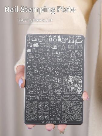 XEIJAYI 1pc Vintage Floral Nail Art Stamping Plate, Professional Metal Stamp Plate For Home & Salon Use, Easy DIY Nail Design Tool With Oriental Patterns