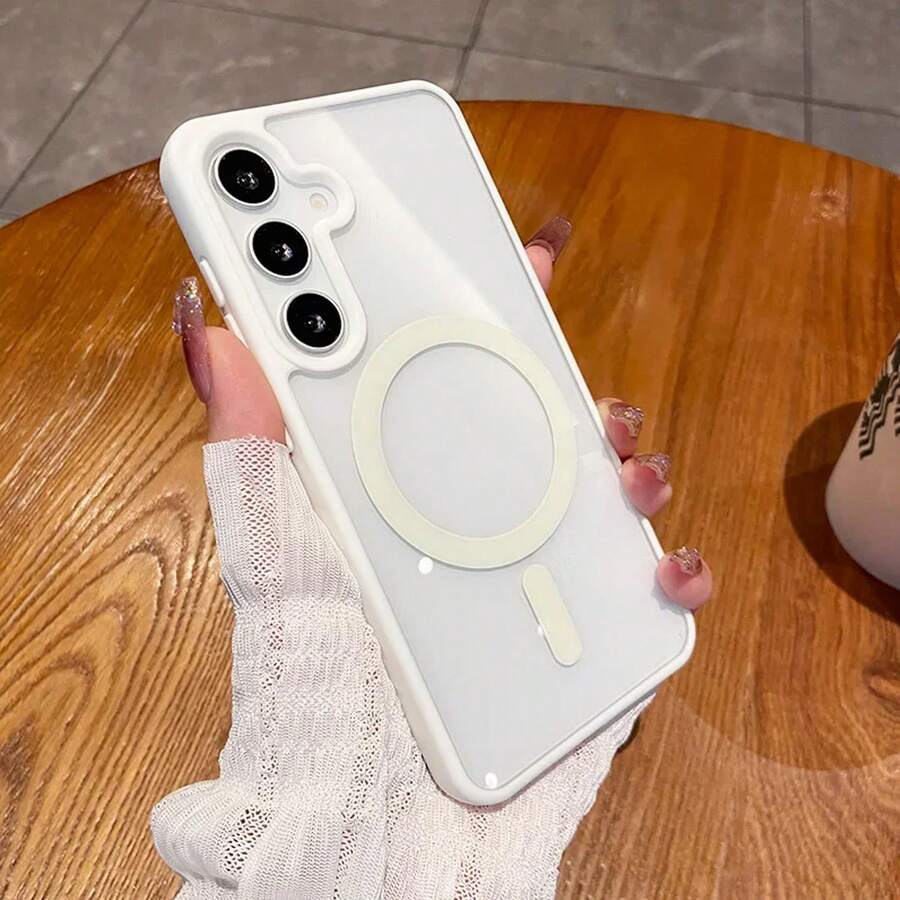 磁吸式超薄防震保护壳，兼容三星 Galaxy A56、A36、A26、A16、S25FE、A17、S25 Ultra、S24 Ultra，带半透明硬质后盖 - 白色 - 查看 1