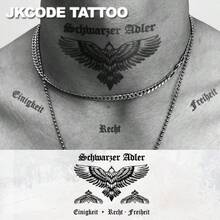JKCODE TATTOO 防水半永久纹身，手部、颈部设计，德国黑鹰图腾，临时纹身，防水，逼真假纹身，植物，手腕纹身，魔法纹身，持续1-2周，男士纹身 - 藏蓝色 - 查看 10