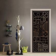 2 Sheets Self - Adhesive Door Sticker, 80cmx200cm/31.5x78.7inch Nature Tree Shadow Door Murals Stickers PVC Removable Wallpaper Decoration Home Bedrooms U200BLiving Room - 幾何線條 - 查看 8
