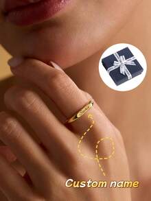 1 Piece Of Personalized Name Ring, Exquisite Name Ring, Custom Ring, Engraved Ring, Name Jewelry, Women's Ring, Personalized Gift, Gift For Her, Valentine's Day Gift, Mother's Day Gift, Anniversary Gift, New Year's And Birthday Gift. - Multicolor - View 2