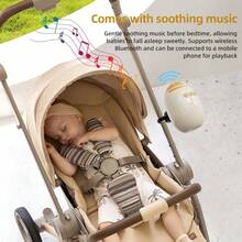 Electric Baby Stroller Rocker With White Noise, Portable Baby Sleep Soother, Helpful For Outdoor, Home Use, And Gift - Beige - View 7