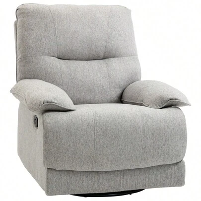HOMCOM TV Chair With Reclining Function, Swivel TV Chair With Spring Core System And Footrest For Living Room And Bedroom