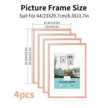 1/2/3/4件装多色铝合金相框 30x40cm/A3/A4，无框金属相框，纤薄窄边框防锈金属框，适用于海报、画布和证书，现代家居、婚礼照片展示、影棚墙面装饰、企业奖品框、办公室画廊装饰（金色/银色/玫瑰金/黑色）