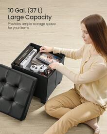 SONGMICS Storage Ottoman, Cube Ottoman With Legs, 38 X 38 X 40 Cm, Footstool, Footrest, 37 L, Synthetic Leather, For Bedroom, Living Room, Dorm, Ink Black - 黑色 - 查看 6