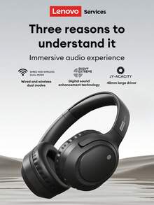 Lenovo 联想LS103蓝牙6.0无线耳机，环绕立体声，游戏，音乐，通话清晰，降噪，佩戴舒适，电池续航时间长，兼容智能手机和电脑 - 黑色 - 查看 2