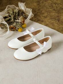 Fashionable Girl Pearl Flat Shoes, Autumn/Winter - White - View 3