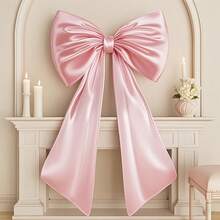 Large Pink Bow For Coquette Room Decoration, 3D, Tree Top Decoration 24 X 40inch Ribbon Tie Coquette Birthday Decoration, Giant Soft Pink Hanging Wall Decoration, Suitable For Ballerina Girls, Just Want To Be One (Internal Stabilizing Layer) - màu hồng đậm - Xem 1