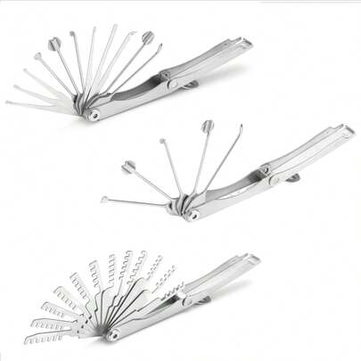 5pcs/11pcs Folding Wave Brush Set Civil Lock All-Steel Tool Set For Locksmith Supplies Repair Tools