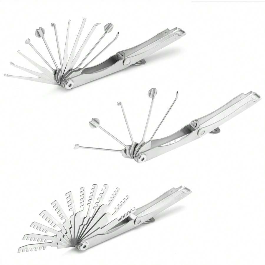 5pcs/11pcs Folding Wave Brush Set Civil Lock All-Steel Tool Set For Locksmith Supplies Repair Tools