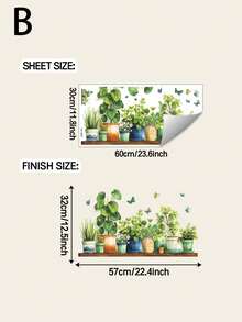 1 miếng dán trang trí hình cây xanh trồng trong chậu và bướm, miếng dán PVC, miếng dán tự dính dễ tháo rời, trang trí nhà cửa, làm cho cuộc sống của bạn tươi mới, miếng dán trang trí ngày lễ, quà tặng sinh nhật và tốt nghiệp - Nhiều màu - Xem 4