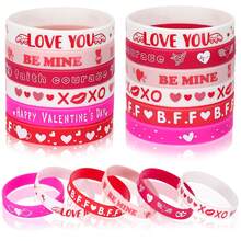 6pcs, Valentine's Day Bracelet Silicone Valentine's Day Gift Holiday Party Bracelet Party Favors - Multicolor - View 1