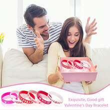 6pcs, Valentine's Day Bracelet Silicone Valentine's Day Gift Holiday Party Bracelet Party Favors - Multicolor - View 3