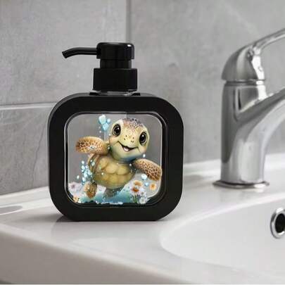 1 Pc, Cute Turtle Soap Dispenser With Smiling Turtle And Bubble Design, Moisturizing Hand Soap Pump, Durable Plastic Freestanding, Used For Sink Countertop, Bathroom, Kitchen Decoration, Easy To Pour Nozzle, Hand Soap, Detergent, Shampoo Dispenser, Convenient To Use And Easy To Carry