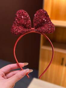 1pc Red Oversized Bow Headband, Cute Hair Accessory For Girls - Red - View 3