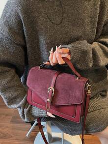 1个 BEIKAMU 时尚翻盖 PU 方包，可调节肩带，女士单肩包/斜挎包，适合大学、通勤、购物、散步、日常使用