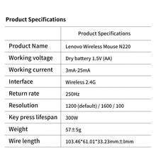 Lenovo N220 2.4GHz Wireless Silent Mouse Ultra-Low Latency Fast Response Super Long Battery Life Business Office Ergonomic Design - Black - View 8