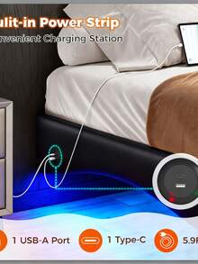 Floating Queen Size Bed Base With Adjustable LED Lights