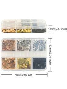 Cutie cu 6 grile, 26 paiete cu alfabetul englez, culoare metalică, 6 mm, personalizate, sclipici, paiete PET, rășină, decor DIY