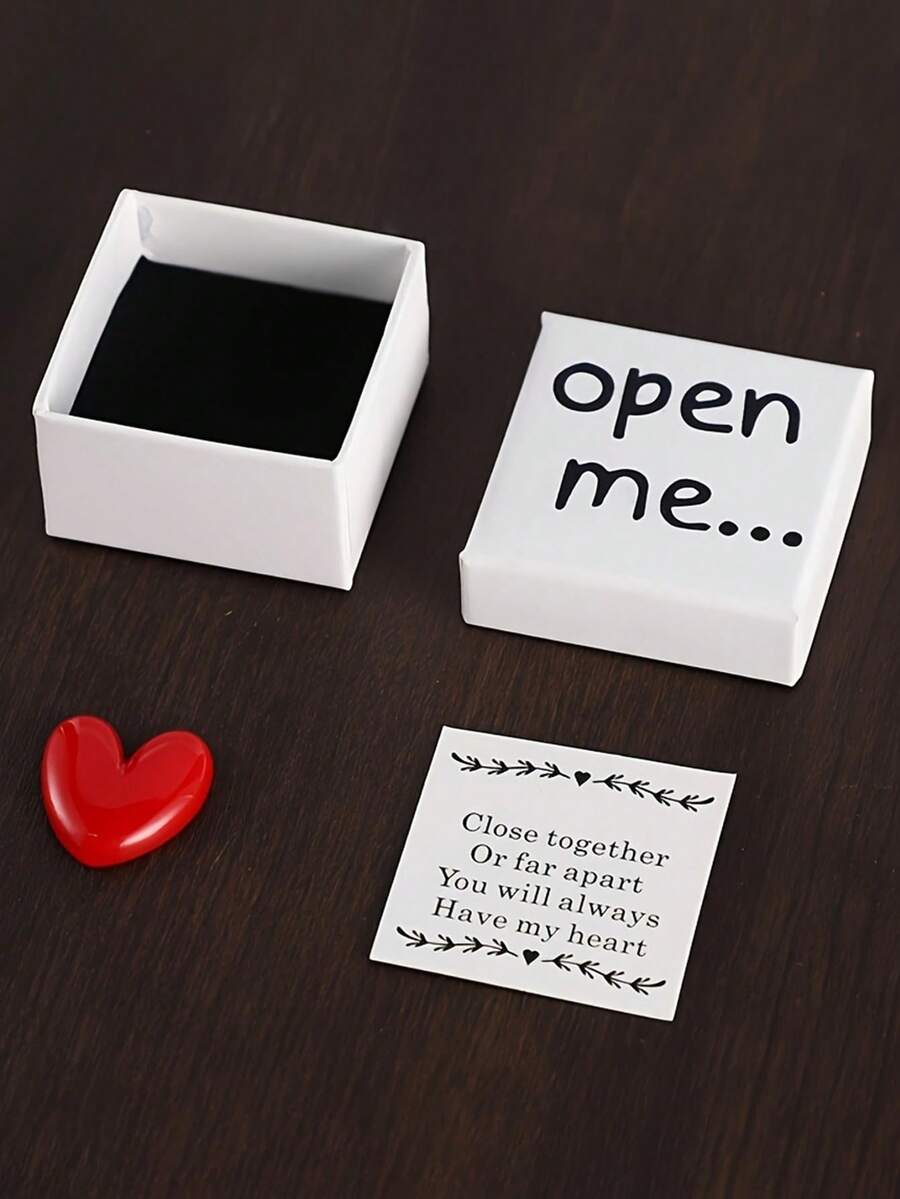 1pc Charming "Open Me" Surprise Gift Box With Resin Hearts And "I Love You" Message Cards - Perfect For Birthdays, Weddings, Anniversaries, Valentine's Day And Special Occasions - Multicolor - View 1