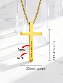 1pc Customizable Personalized Cross Pendant Necklace With Engraving - Customizable With Name/Date/Message/Phone Number, 1-4 Sides Of Text Available. Custom Necklace, Text Customization, Stainless Steel Jewelry, Personalized Necklace, Custom Gift, Jesus Christ Cross Pendant - Unisex Gift - Valentine's Day, Birthday, Anniversary, Christmas, Ramadan Gift. - Multicolor - View 16