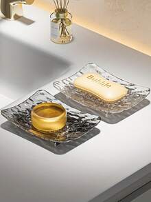 1pc Bathroom Tray, Glacier Pattern Soap Dish. Draining Soap Holder, Bathroom Soap Box, Vanity Soap Dish, Wall-Mounted Soap Dispenser - Multicolor - View 12