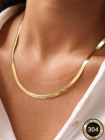 High Quality Stainless Steel Golden Necklace, Anti-Fading, Minimalist & Elegant, Suitable For Daily Wear Or Parties, Fashion Jewelry For Women, A Refined Gift For Her
