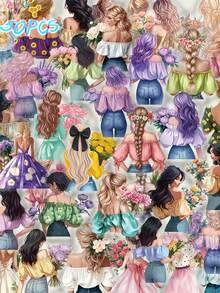 SCXXBSW 50 adesivos divertidos e requintados de desenho animado de menina florista, estilo grafite, autoadesivos, para computador, celular, notebook. - Multicolorido - Ver 2