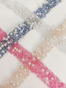 1 Cuộn ruy băng đính đá lấp lánh, băng keo kim tuyến PVC màu trắng ngọc trai và màu sâm panh, dễ cắt và dán, thích hợp cho các dự án thủ công DIY, đám cưới, sinh nhật, gói quà, trang trí tóc (không cần may). - Nhiều màu - Xem 3