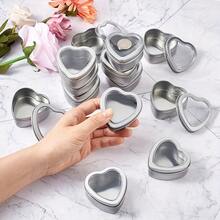 42pcs (6 Sets) Heart-Shaped Candle Tins With Clear Window Lids - Heavy-Duty Iron Metal Empty Wax-Free Containers For DIY Candle Making, Wedding Favors, Valentine's Gifts, Party Supplies, & Trinket Storage Boxes