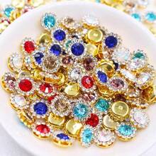 50pcs 10mm(0.394in) Rhinestone Border Flat Bottom Randomly Mixed Color Crystal Cabochons Gemstone Sewing Beads For Jewelry Making DIY Needlework Handmade Bow Decoration Accessories - Multicolor - View 4