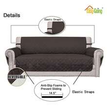 Chair Sofa Slipcover Reversible Sofa Cover Water Resistant Couch Cover Furniture Protector Cover With Elastic Straps For PetsChildren Dog Cat Chair, Chocolate/Ivory - Multicolor 1961 - View 2