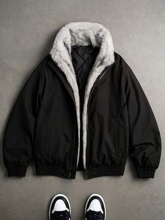 Giacca casual da uomo alla moda per sport all'aperto, con colletto spesso, adatta per autunno/inverno