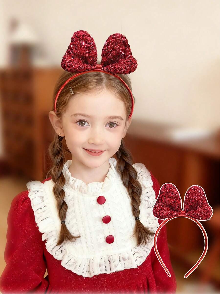 1pc Red Oversized Bow Headband, Cute Hair Accessory For Girls - Red - View 1