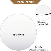 New4 espejos redondos de acrílico centros de mesa de 8 pulgadas para mesas azulejos de espejo circulares pegatinas autoadhesivas para pared hogar sala de estar recámara grosor de 2 mm (6 pulgadas - Plateado - Ver 4