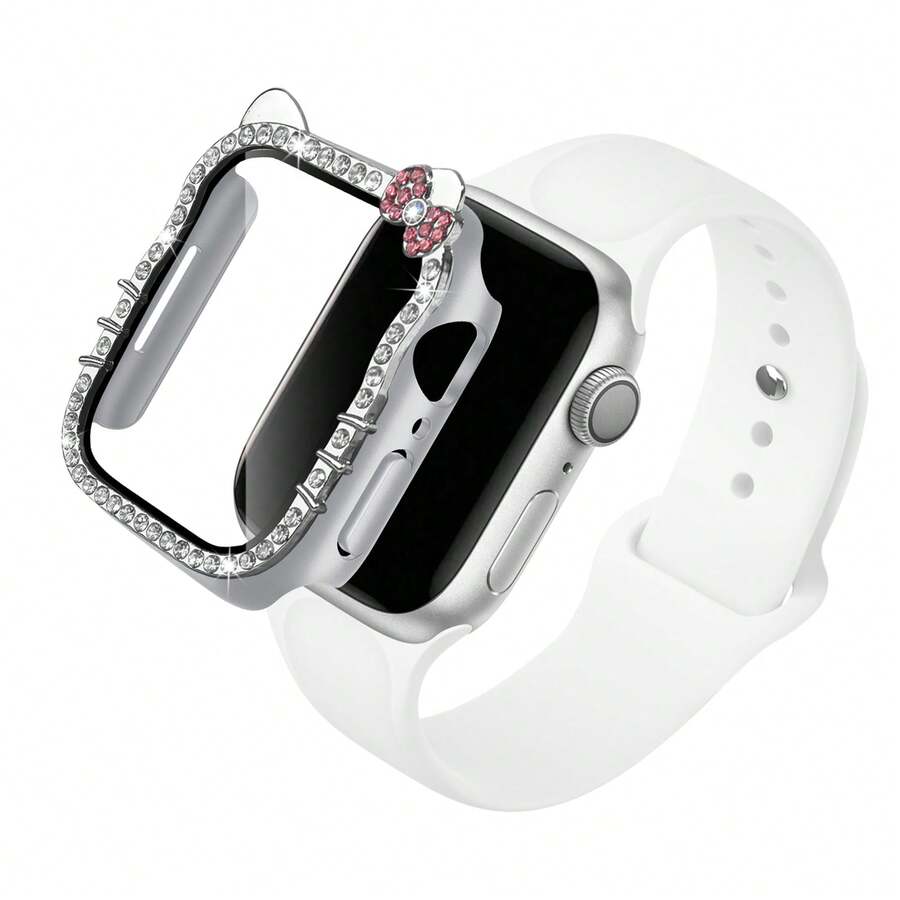 Bộ 2 dây đeo đồng hồ thể thao bằng silicon, tương thích với Apple Watch 40mm 41mm 42mm 44mm 45mm 46mm 49mm, unisex, mềm mại và chống nước, dây đeo thể thao có thể thay thế, tương thích với Apple Watch Ultra 11 10 9 8 7 6 5 4 SE Series, họa tiết hoạt hình, tương thích với vỏ . - Trắng/Bạc - Xem 1